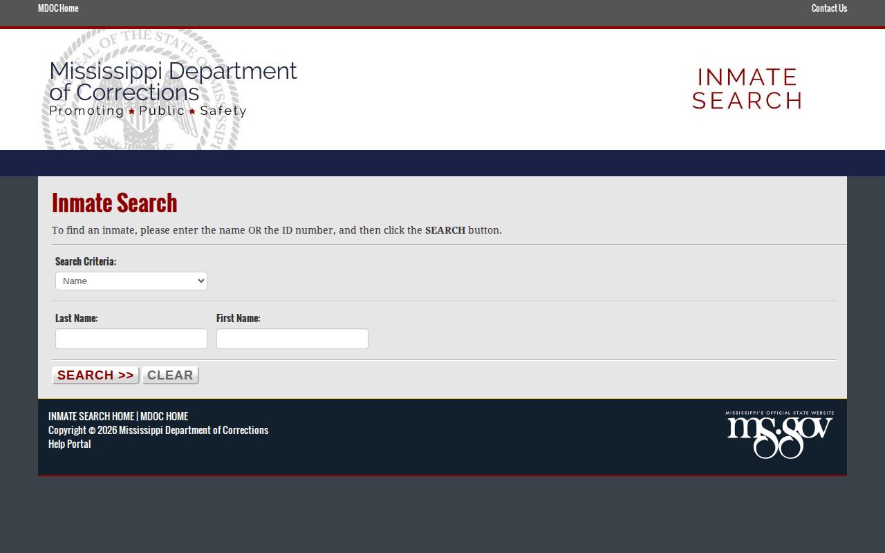 Pearl River County state-custody search through the official MDOC offender locator