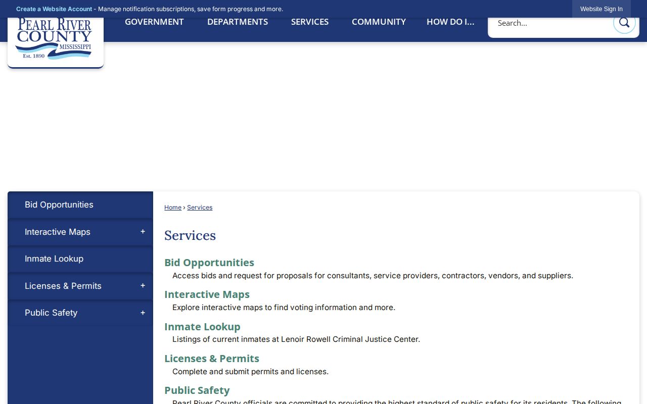 Pearl River County inmate lookup service for current booking custody search